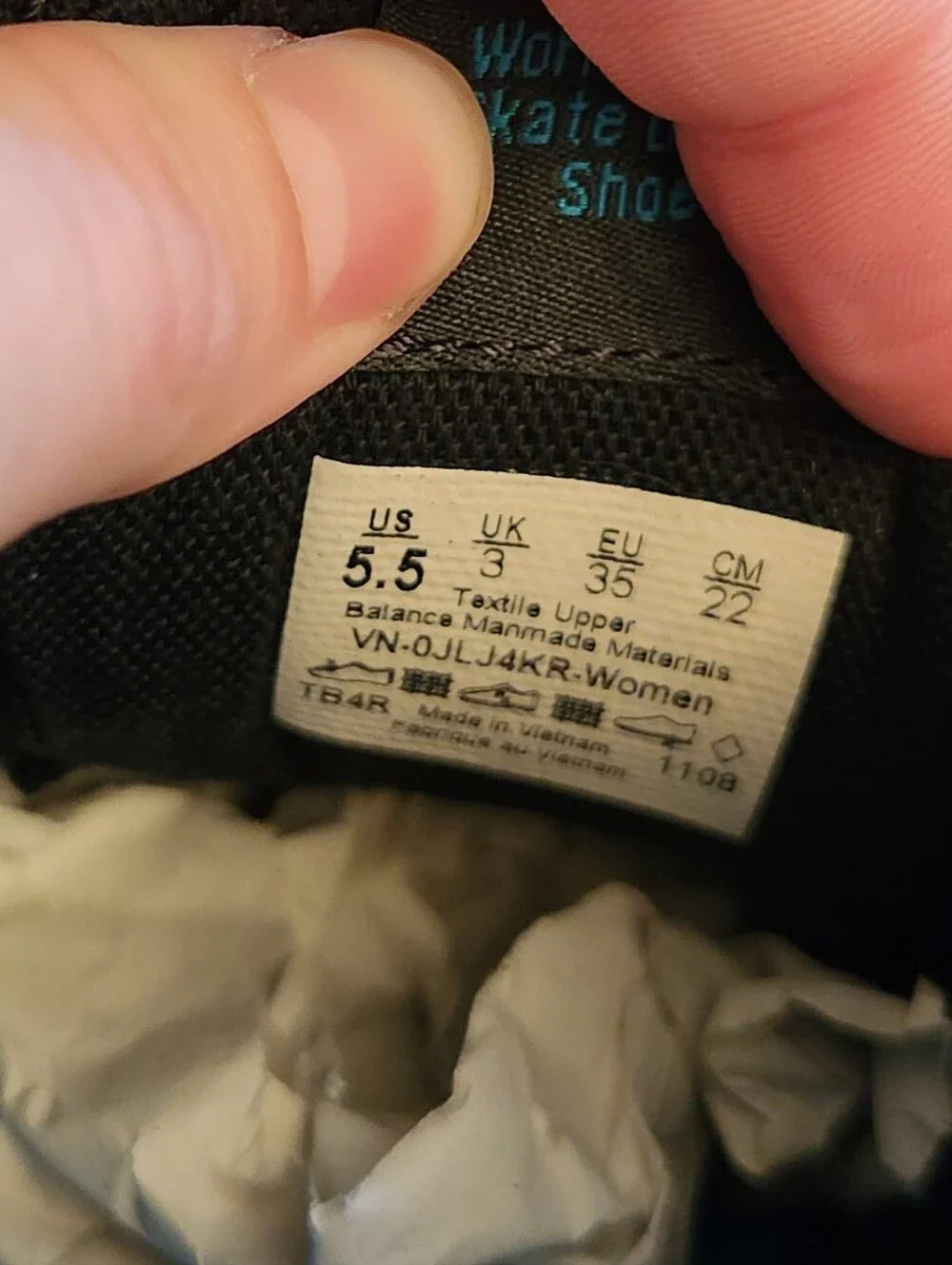 Vans Black‎ Blue NWT Canvas Shoe Sneaker Womens Size 5.5 Youth Size 4